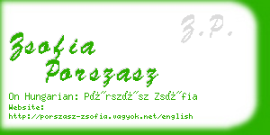 zsofia porszasz business card